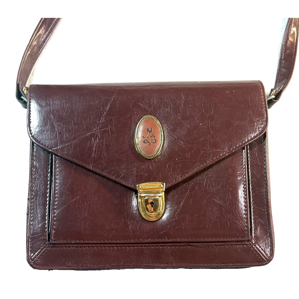 Vintage 90s Dark Academia Shoulder Bag Burgundy Organizer Purse Gold Hardware